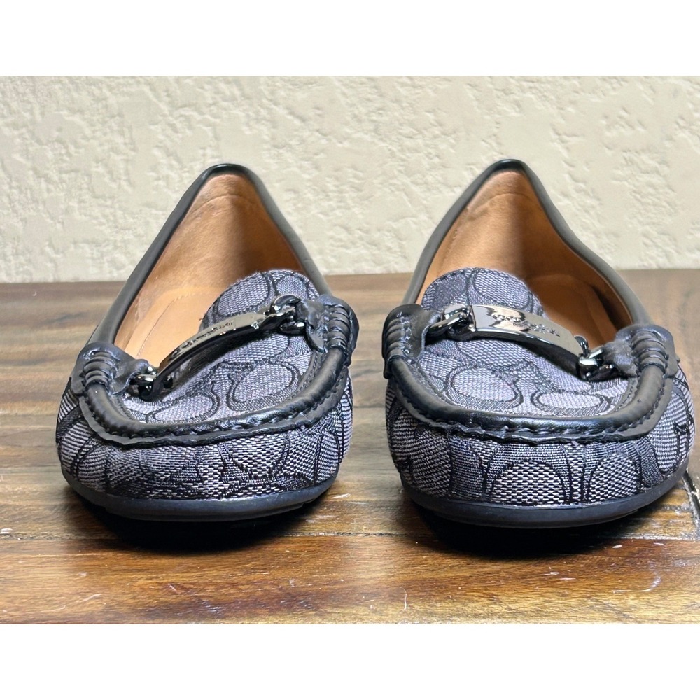 Coach Olive Signature Loafers Women 6.5B Black Canvas Driving Flats - Picture 7 of 13